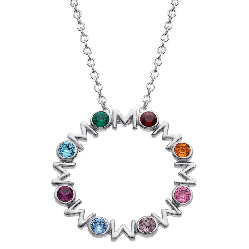 MOM Circle Birthstone Pendant sold by Limoges Jewelry
