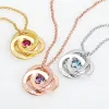 Sterling Silver Engraved Interlocking Circles with Center BS Necklace sold by Limoges Jewelry