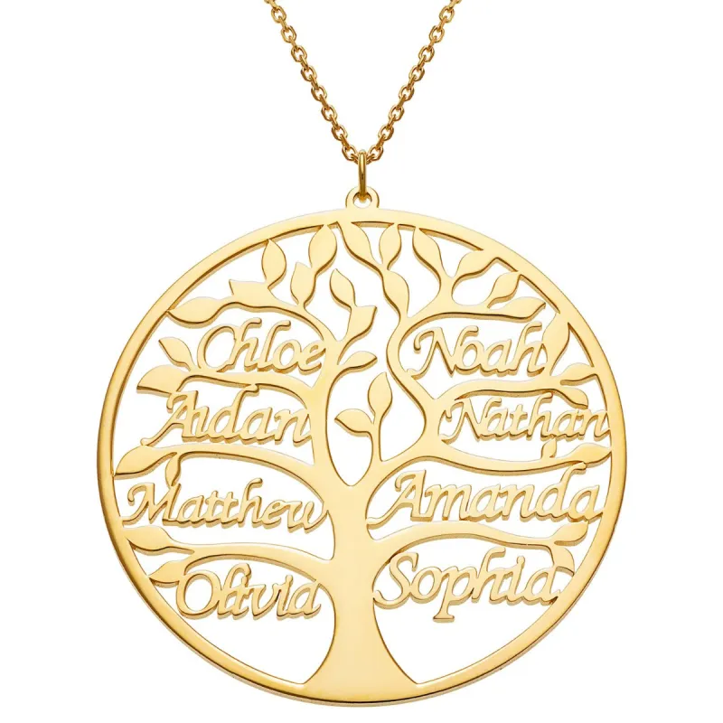 14K Gold Plated Name Family Tree Necklace sold by Limoges Jewelry