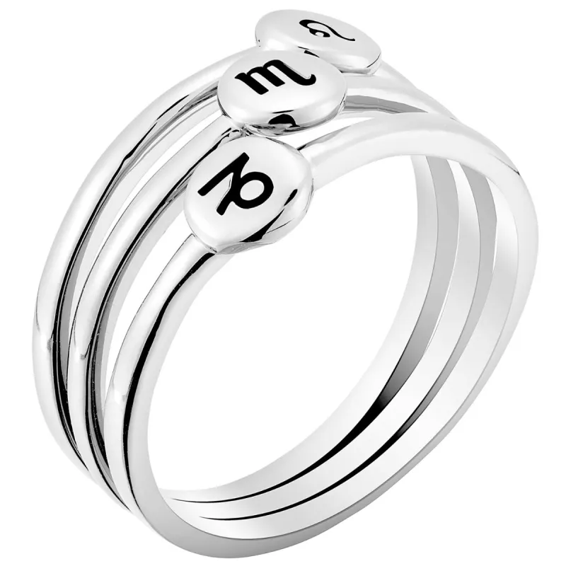 Silver Plated Zodiac Stack Ring Set of 3 sold by Limoges Jewelry