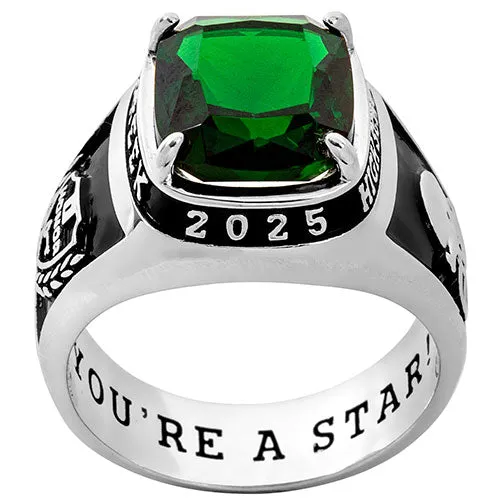 Men's Sterling Silver Traditional Prong Set Birthstone Class Ring sold by Limoges Jewelry