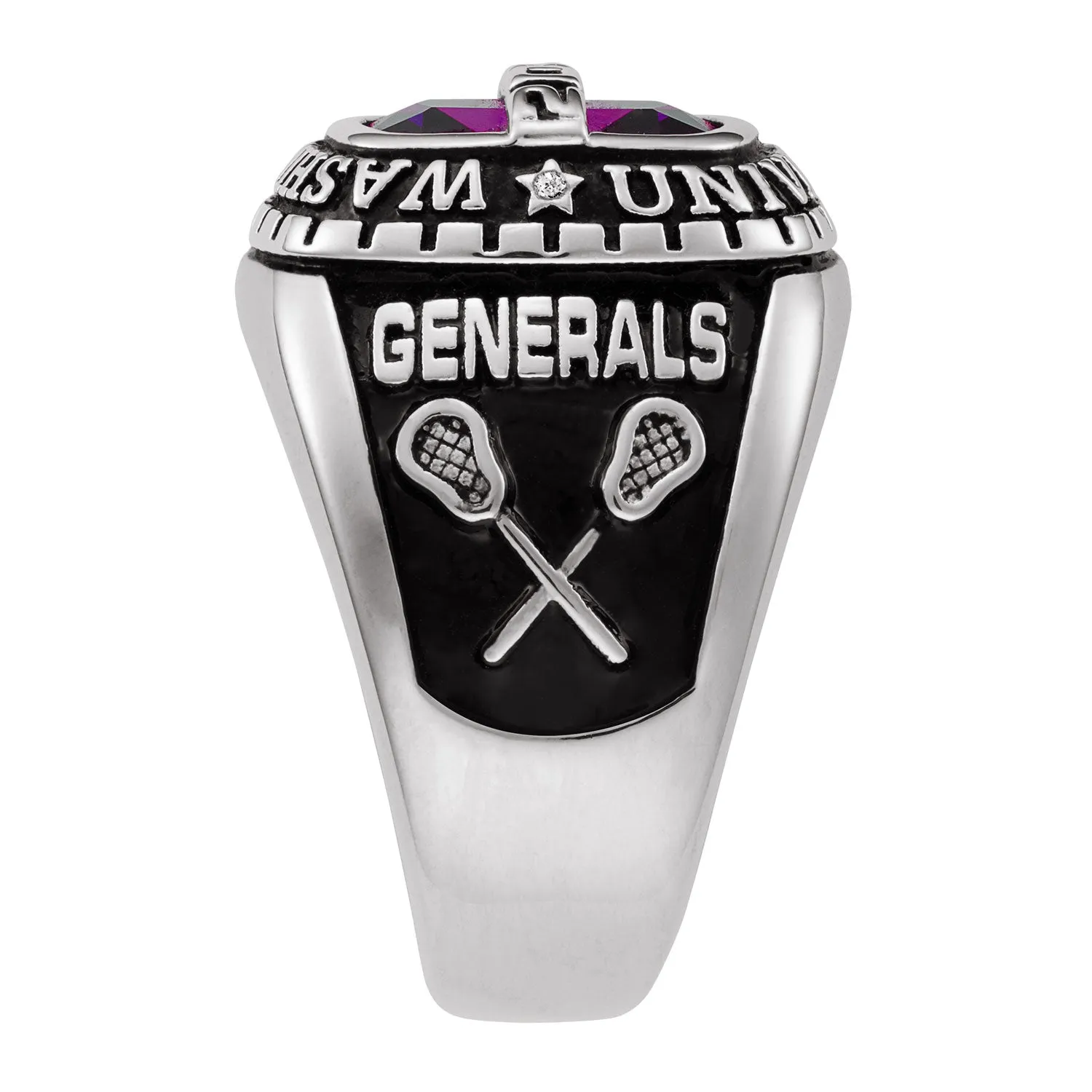 Platinum Plated Sterling Silver Personalized-Top Birthstone Class Ring sold by Limoges Jewelry product image thumbnail 3