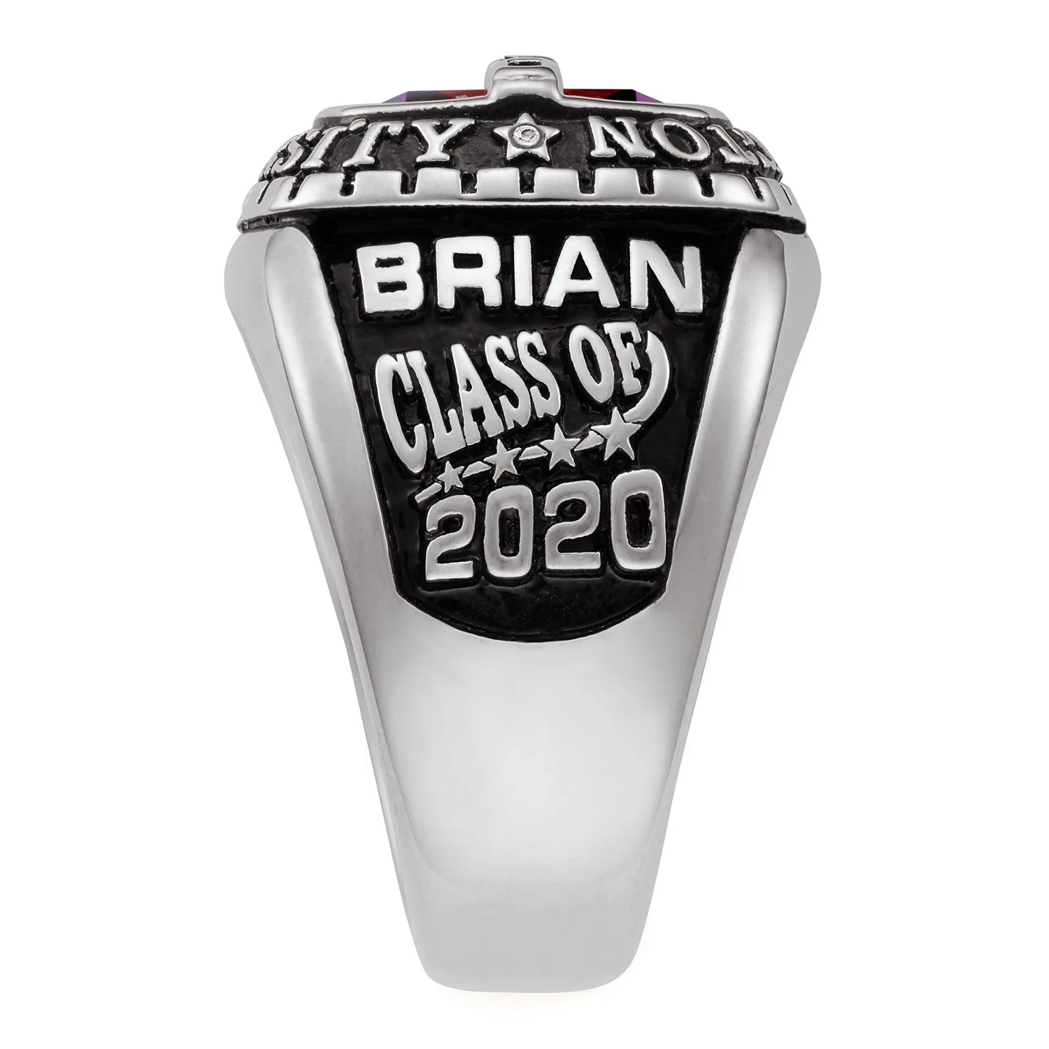 Platinum Plated Sterling Silver Personalized-Top Birthstone Class Ring sold by Limoges Jewelry product image thumbnail 4