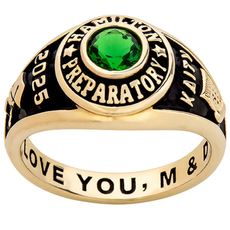 Ladies' 14K Gold Plated Traditional Round Birthstone Class Ring sold by Limoges Jewelry