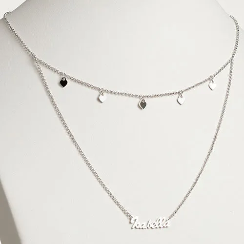 10K White Gold Layered Name Necklace with Heart Charms sold by Limoges Jewelry product image thumbnail 2