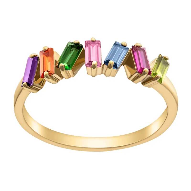 14K Gold over Sterling Family Baguette Birthstone Ring sold by Limoges Jewelry