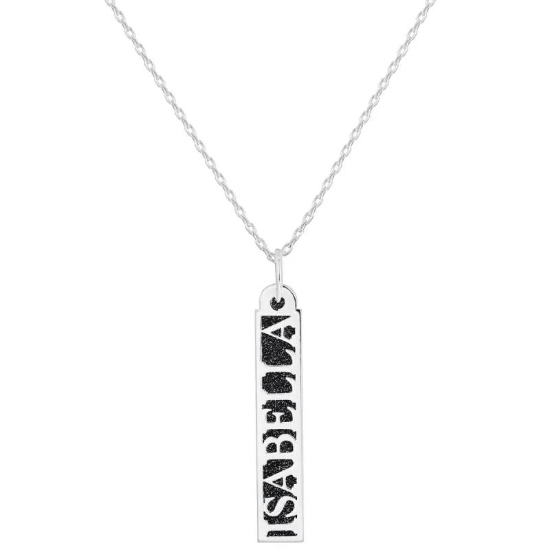 Personalized Silver Vertical Name Bar with Acrylic Pendant Necklace sold by Limoges Jewelry