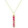 Personalized Silver Vertical Name Bar with Acrylic Pendant Necklace sold by Limoges Jewelry