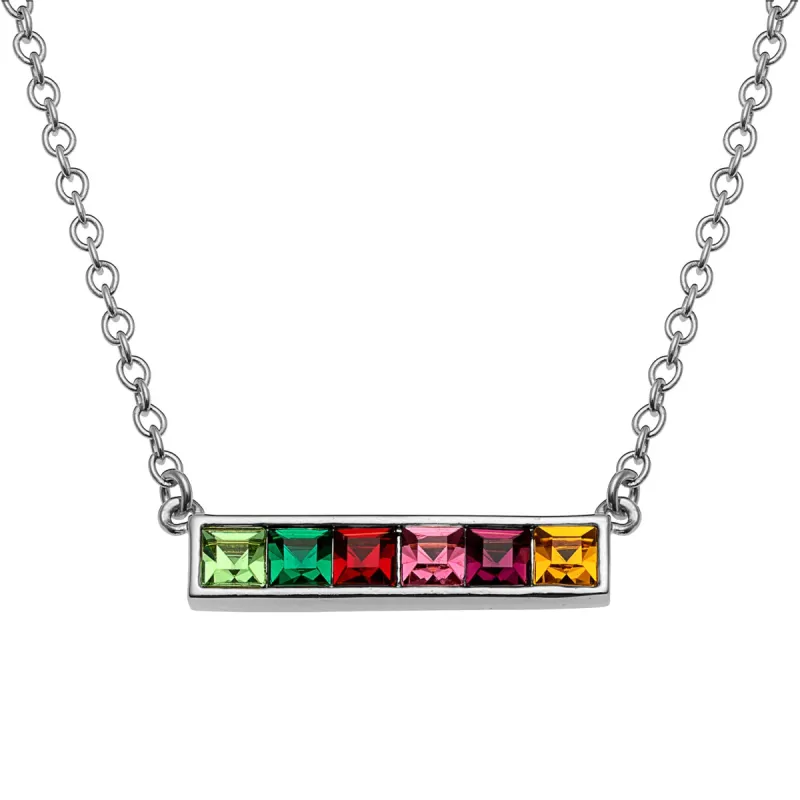 Sterling Silver Family Square Birthstones Necklace sold by Limoges Jewelry
