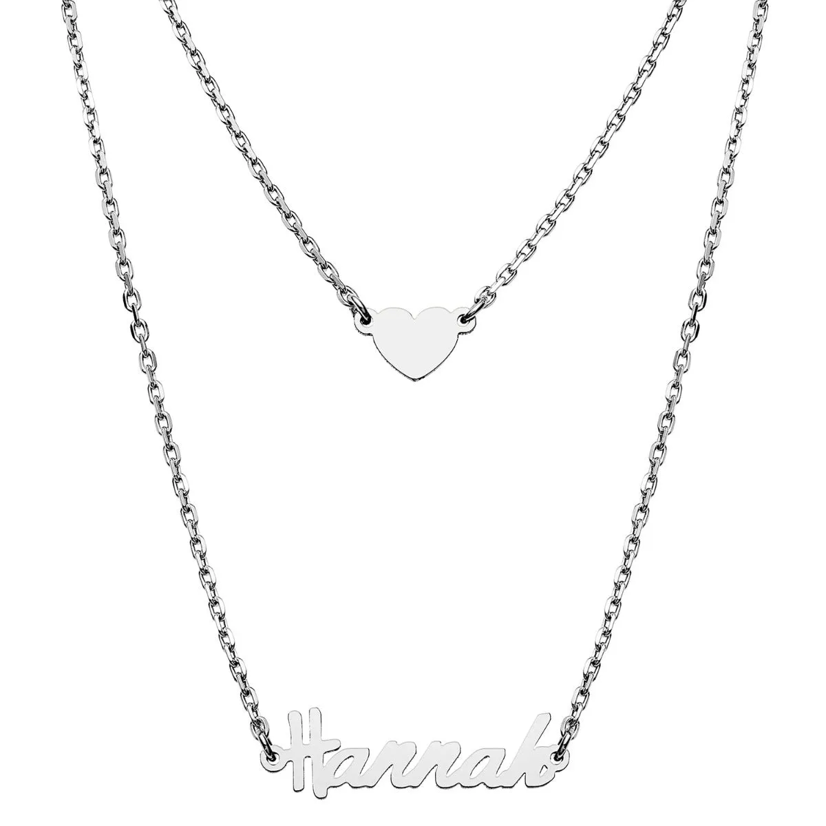 Stainless Steel Mini Name and Heart Layered Double Necklace sold by Limoges Jewelry product image thumbnail 2