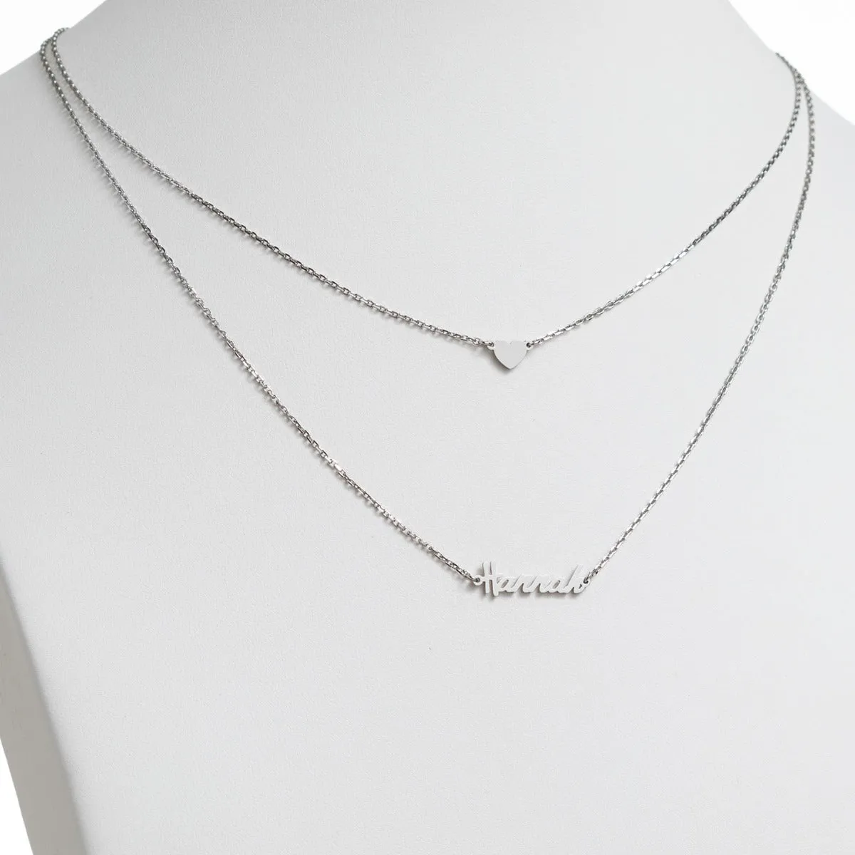 Stainless Steel Mini Name and Heart Layered Double Necklace sold by Limoges Jewelry product image thumbnail 4