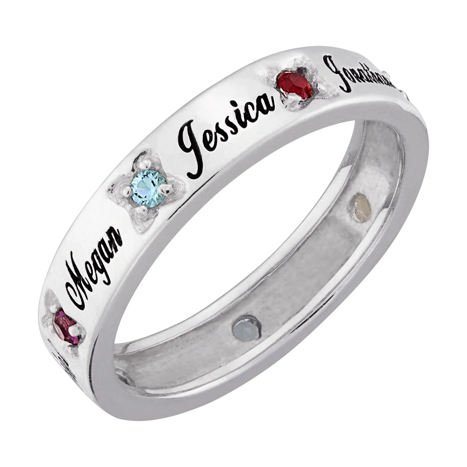 Sterling Silver Engraved Mother's Name & Birthstone Ring sold by Limoges Jewelry product image thumbnail 2