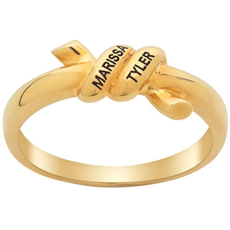 14K Gold Plated Engraved Knot Ring sold by Limoges Jewelry
