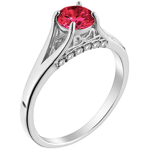 Silver Plated Simulated Ruby and Clear Crystal Ring sold by Limoges Jewelry product image thumbnail 2