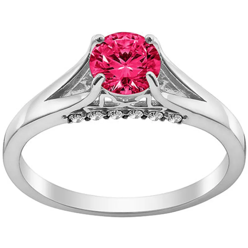 Silver Plated Simulated Ruby and Clear Crystal Ring sold by Limoges Jewelry
