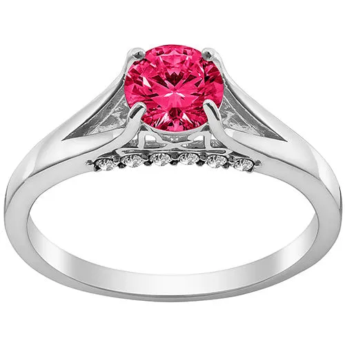 Silver Plated Simulated Ruby and Clear Crystal Ring sold by Limoges Jewelry