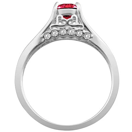 Silver Plated Simulated Ruby and Clear Crystal Ring sold by Limoges Jewelry product image thumbnail 3