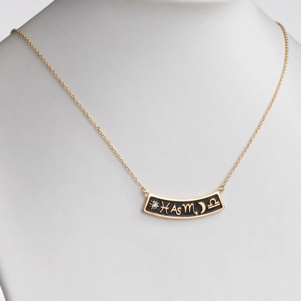 14K Gold Plated 3 Zodiac Sign Curved Bar Pendant sold by Limoges Jewelry product image thumbnail 3