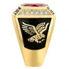 Men's 14K Gold Plated Traditional CZ Square Birthstone Class Ring sold by Limoges Jewelry