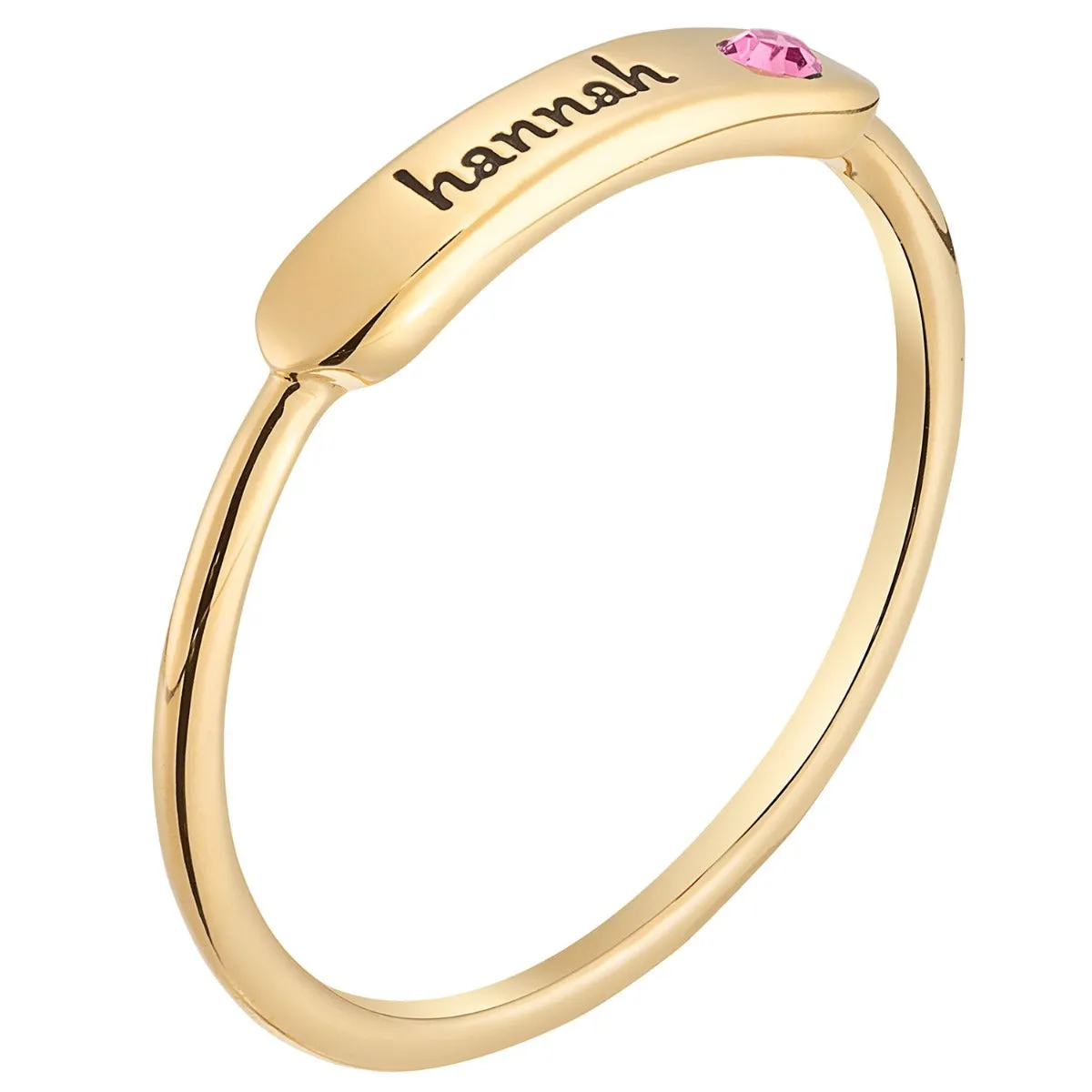 14K Gold Plated Engraved Name and Birthstone Rectangle Stackable Ring sold by Limoges Jewelry product image thumbnail 3