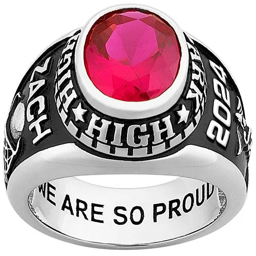 Men's Sterling Silver Traditional Oval Stone Class Ring sold by Limoges Jewelry product image thumbnail 2