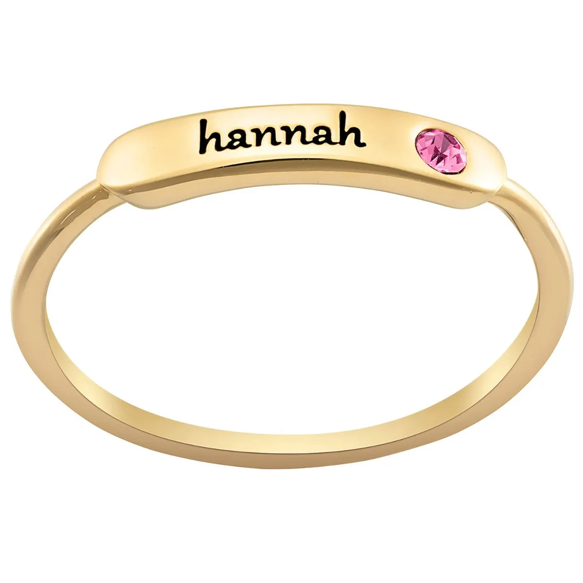 14K Gold Plated Engraved Name and Birthstone Rectangle Stackable Ring sold by Limoges Jewelry