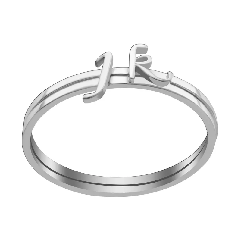Sterling Silver Petite Lowercase Script Initials Ring - Set of 2 sold by Limoges Jewelry