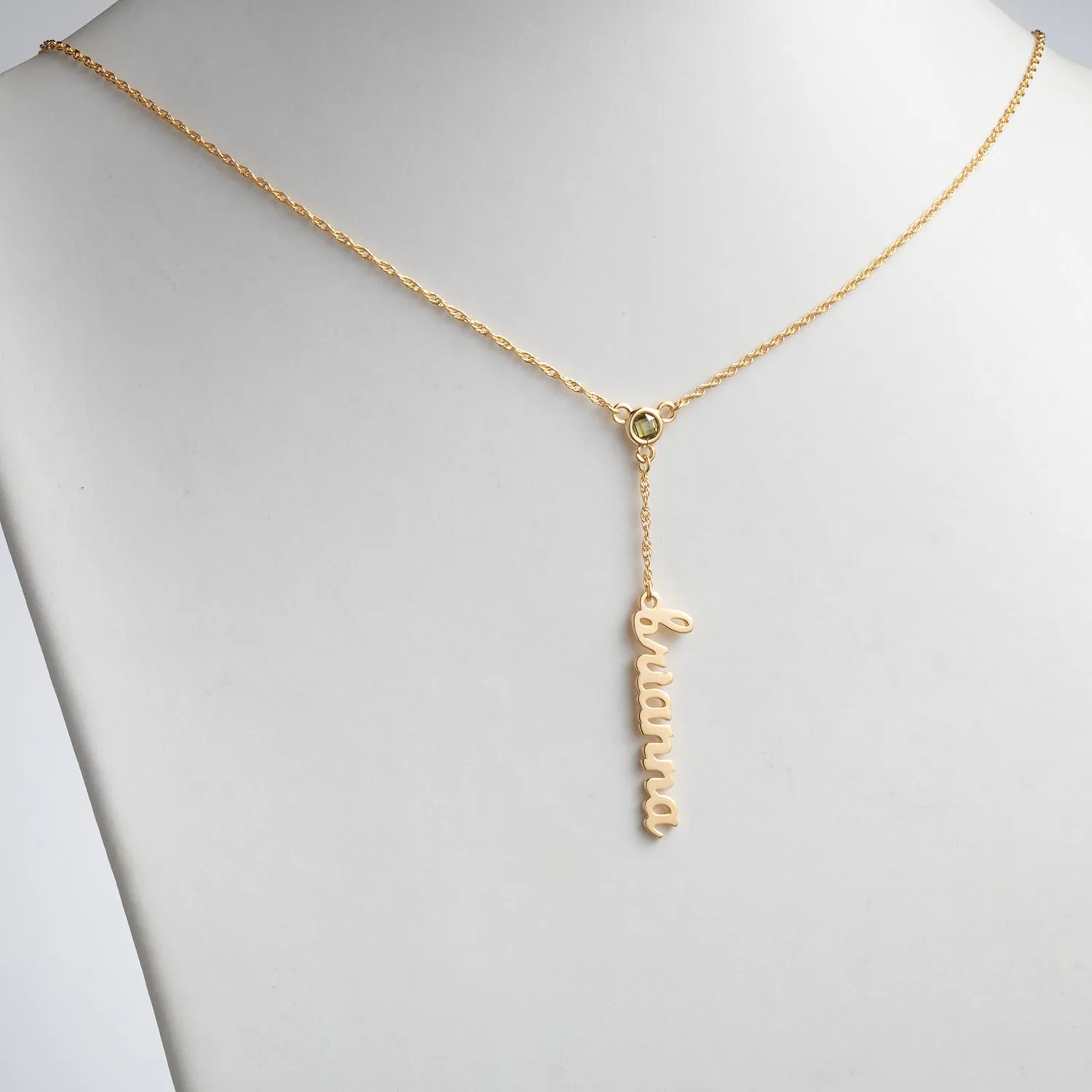 14K Gold over Sterling Lowercase Name and Birthstone Y-Necklace sold by Limoges Jewelry product image thumbnail 2