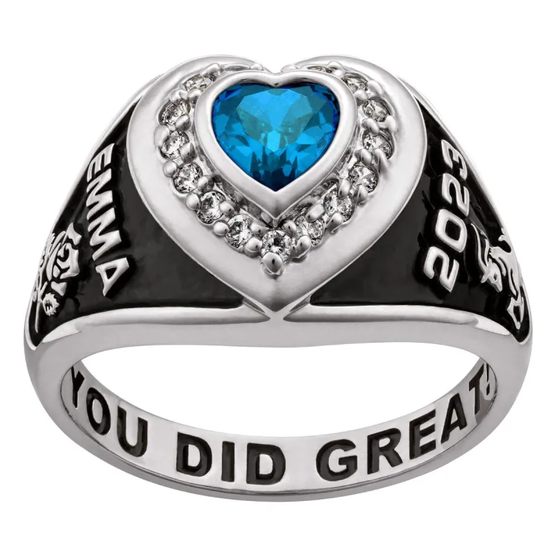 Ladies' Class Ring in Platinum Plate Over Celebrium sold by Limoges Jewelry