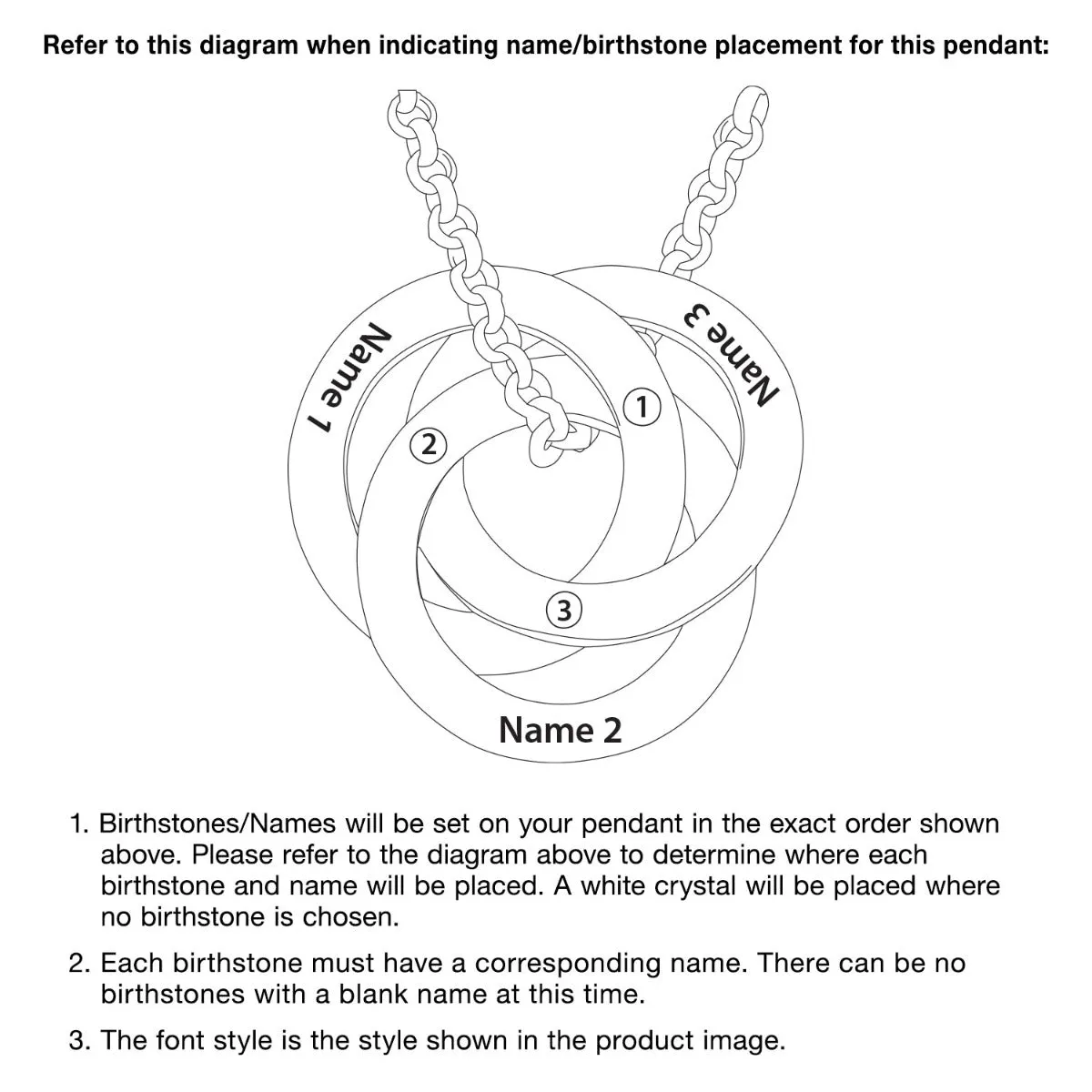 14K Rose Gold Plated Interlocking Rings with Birthstones Name Necklace sold by Limoges Jewelry product image thumbnail 4