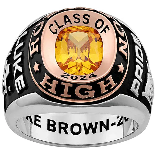 Men's Platinum and 14K Rose Gold Plated 2-Tone Double Row Class Ring sold by Limoges Jewelry product image thumbnail 2