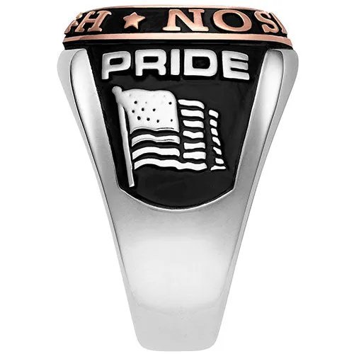 Men's Platinum and 14K Rose Gold Plated 2-Tone Double Row Class Ring sold by Limoges Jewelry product image thumbnail 5