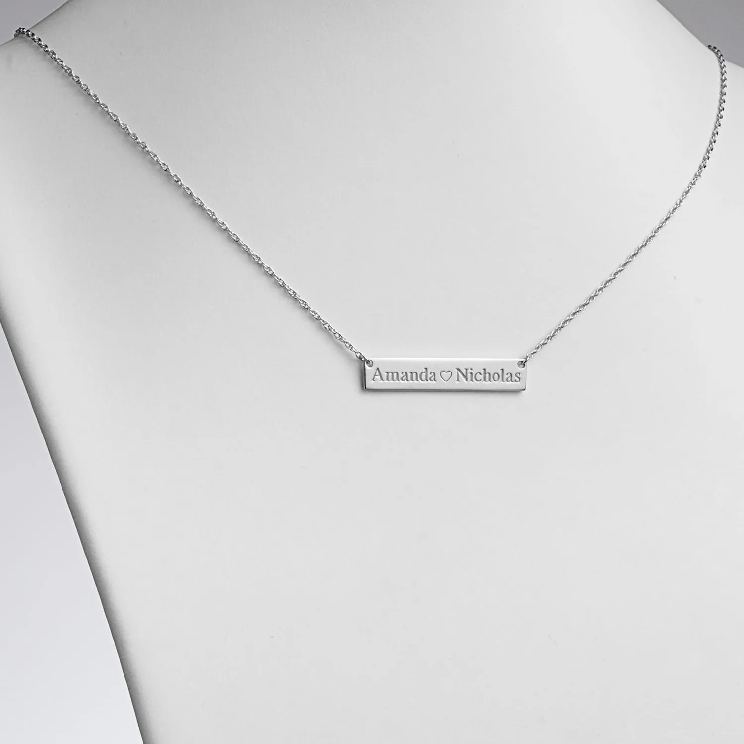 Sterling Silver Personalized Couple's Name Bar Necklace sold by Limoges Jewelry product image thumbnail 2