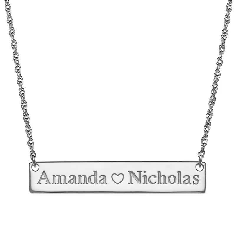 Sterling Silver Personalized Couple's Name Bar Necklace sold by Limoges Jewelry