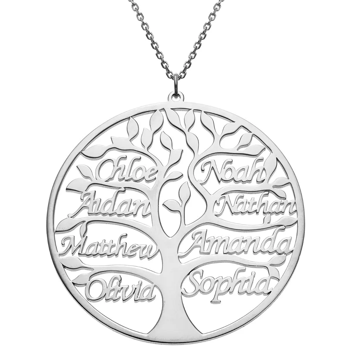 Silver Plated Name Family Tree Necklace sold by Limoges Jewelry