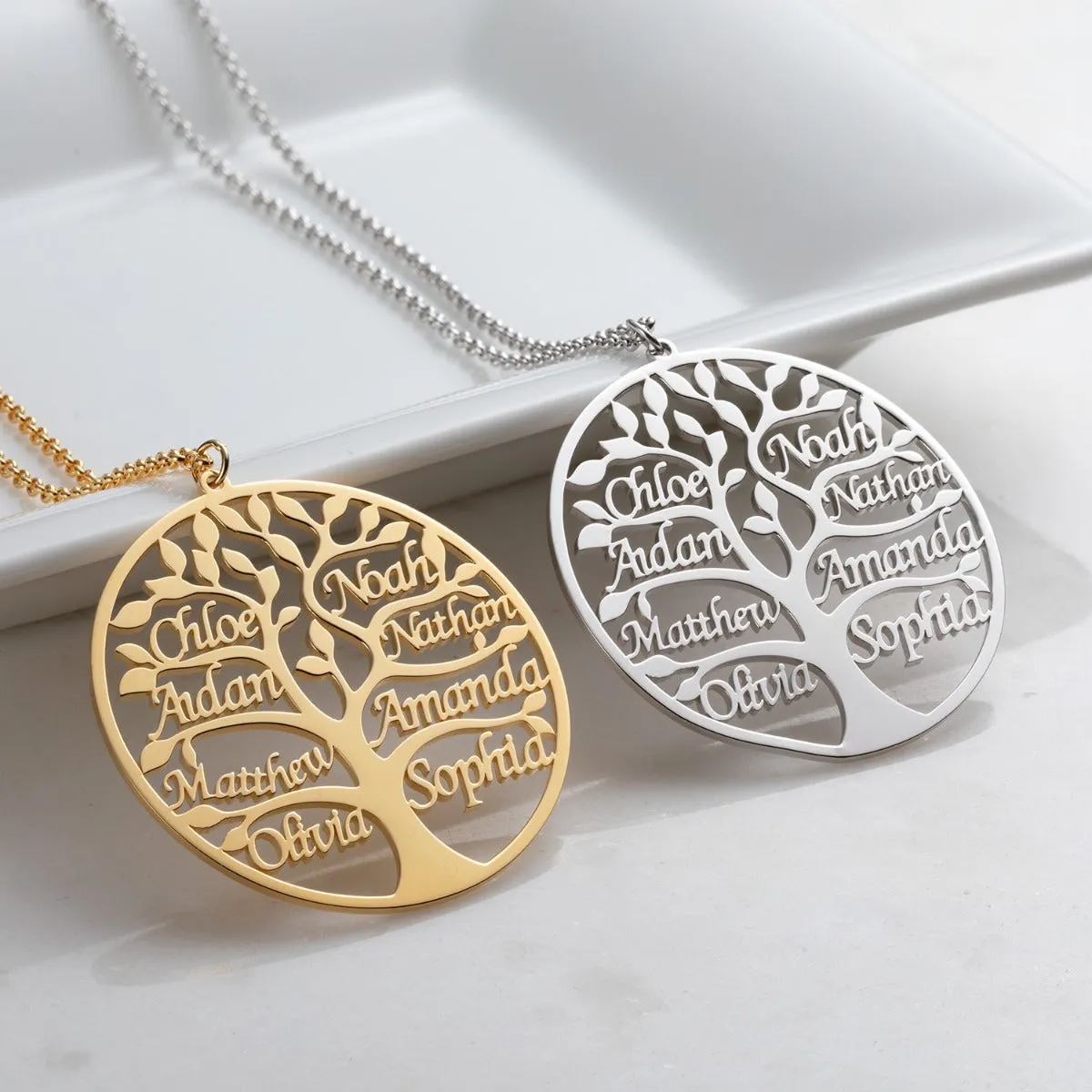 Silver Plated Name Family Tree Necklace sold by Limoges Jewelry product image thumbnail 3
