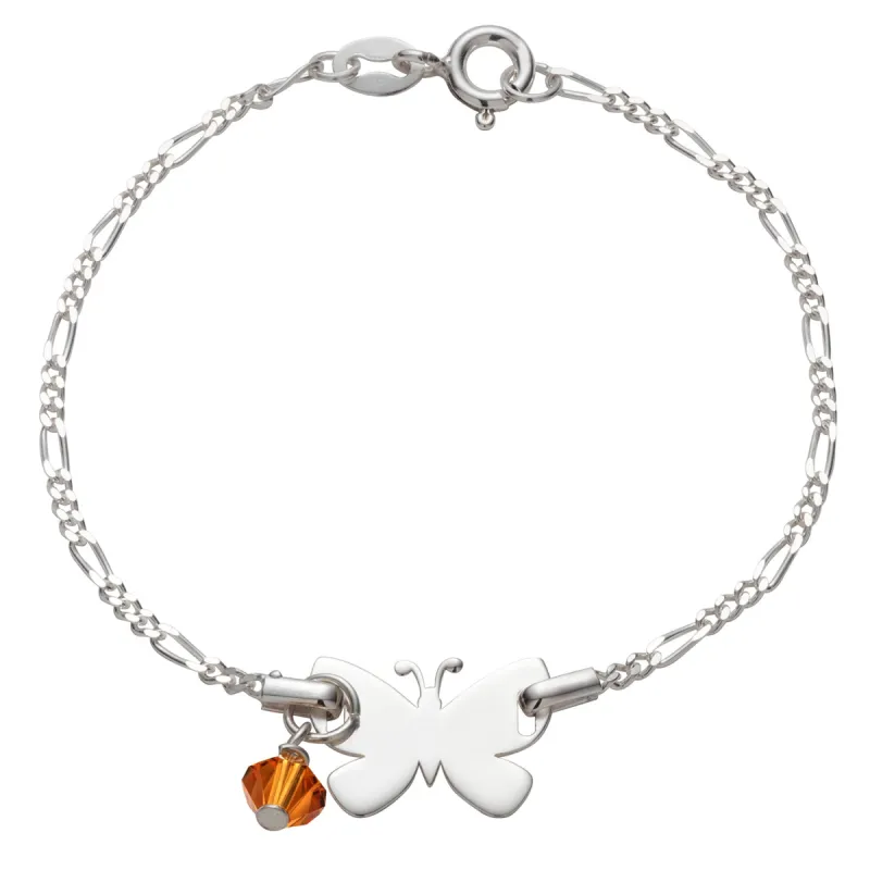Sterling Silver Butterfly Birthstone Bracelet sold by Limoges Jewelry