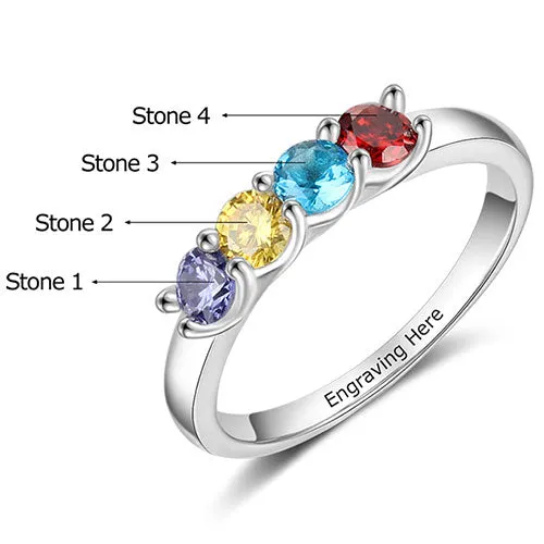 Silver Plated Engraved 4 Birthstone Ring sold by Limoges Jewelry product image thumbnail 2