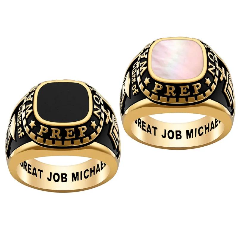 Men's 14K Gold Plated Genuine Stone Class Ring sold by Limoges Jewelry