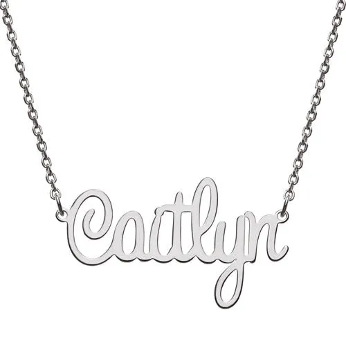 Sterling Silver Fancy Script Name Necklace sold by Limoges Jewelry