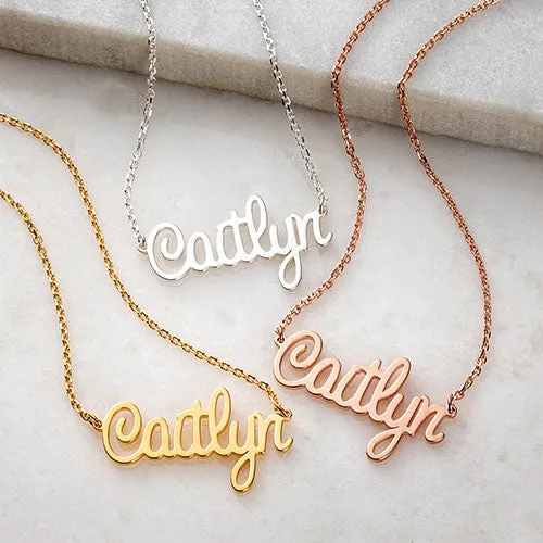 Sterling Silver Fancy Script Name Necklace sold by Limoges Jewelry product image thumbnail 3