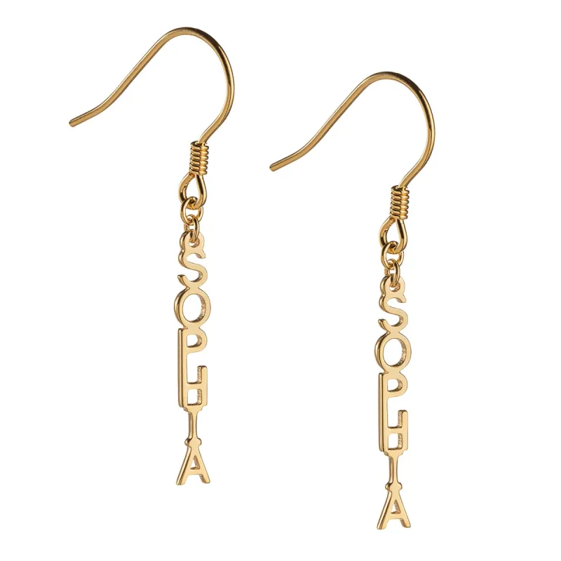 14K Gold over Sterling Personalized Name Dangle Earring sold by Limoges Jewelry