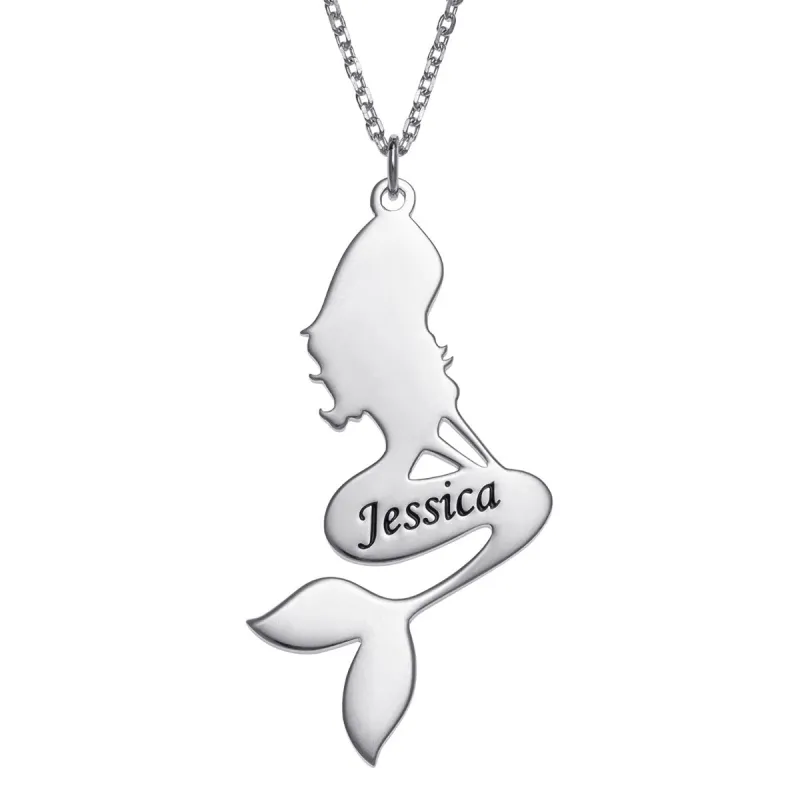 Sterling Silver Mermaid Name Pendant sold by Limoges Jewelry