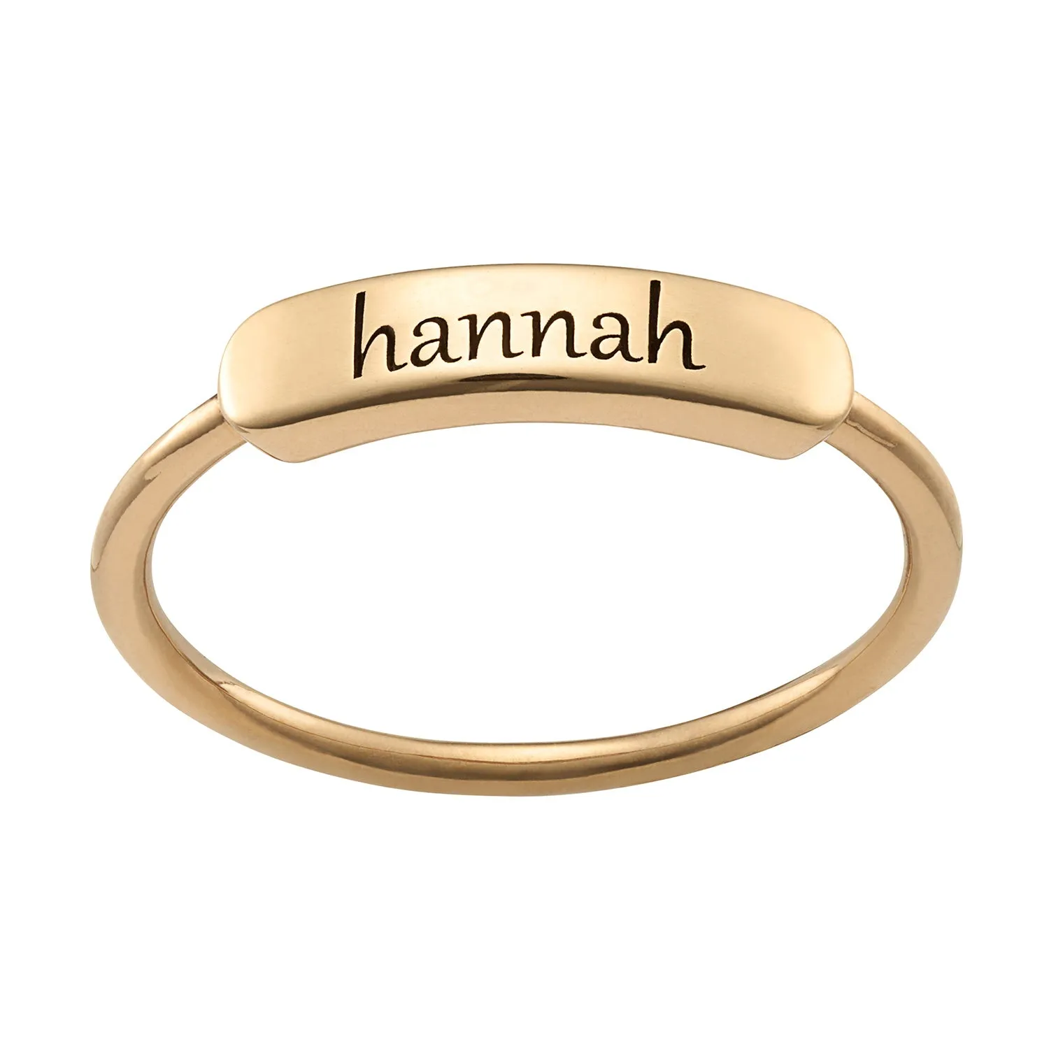 14K Gold over Sterling Engraved Name Rectangle Ring sold by Limoges Jewelry