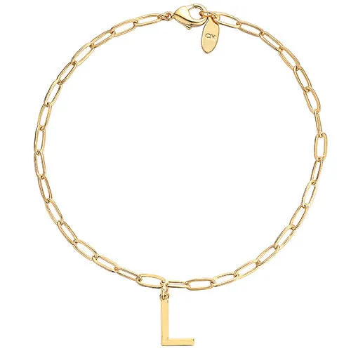 Sterling Silver Initial Charm Paperclip Chain Bracelet sold by Limoges Jewelry product image thumbnail 4