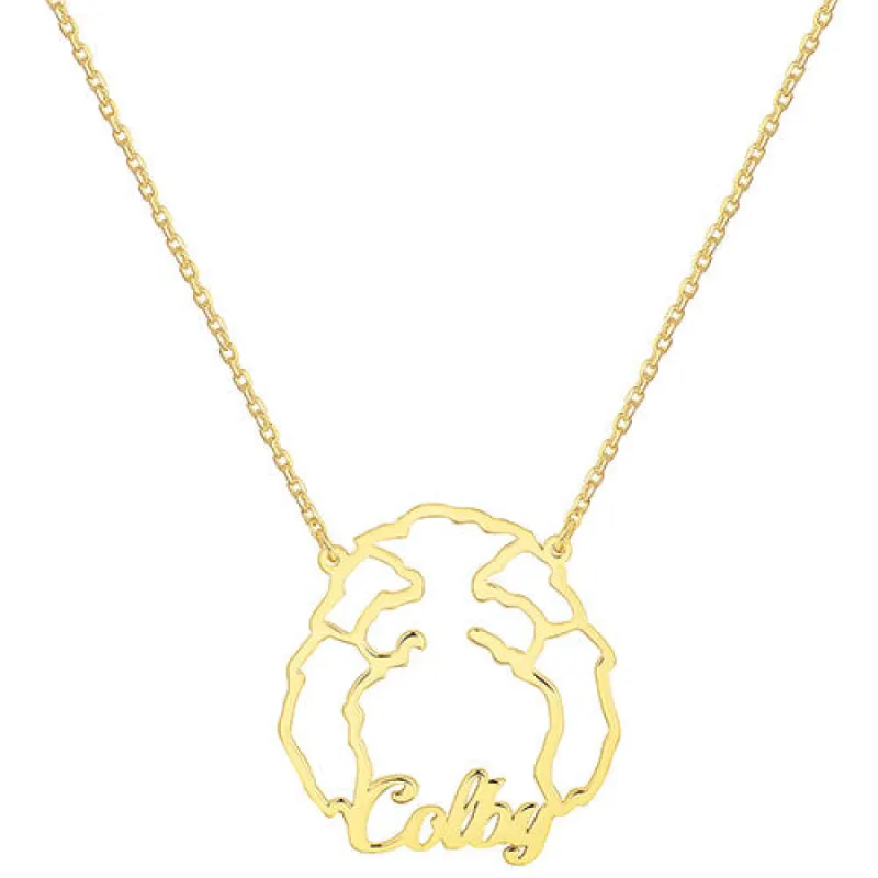 Gold over Sterling Personalized Puppy Ears Necklace sold by Limoges Jewelry