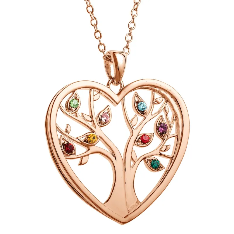 Personalized Birthstone Tree of Life Necklace- 14K Rose Gold Plated sold by Limoges Jewelry