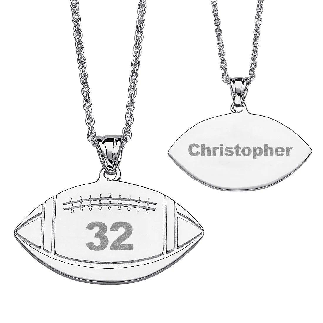 Silver Plated Engraved Football Necklace sold by Limoges Jewelry