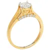 14K Gold over Sterling Brilliant White Topaz Engraved Wedding Ring sold by Limoges Jewelry