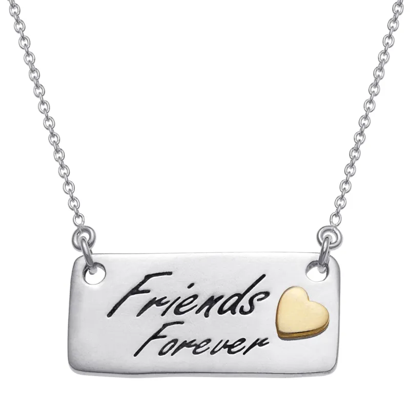 Sterling Silver Best Friends Plaque with Heart Necklace sold by Limoges Jewelry